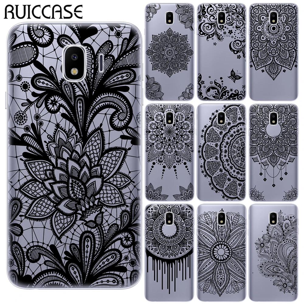 Черный сексуальный цветочный Мягкий чехол из ТПУ для Samsung Galaxy J3 J5 J7 2016 2017 J8 J4 J6 2018 J2