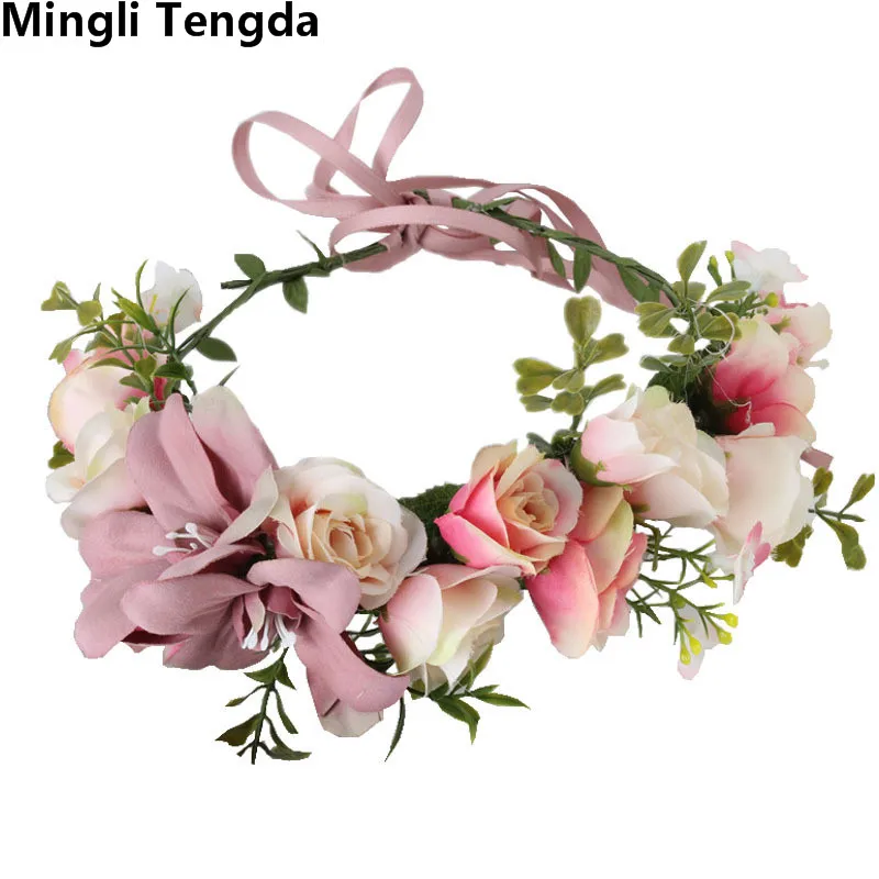 

Mingli Tengda 2018 Fashion Wedding Flowers Sweet Bridal Flowers Bride Headband Wedding Hair Accessoires accesorios boda pelo