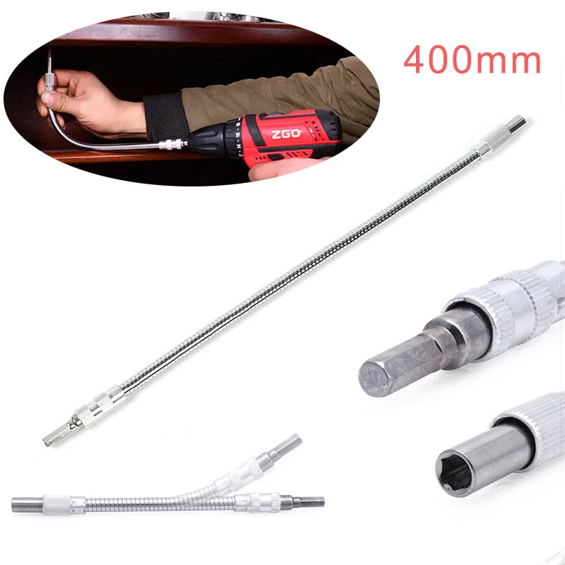 

1pc 400mm Flexible Extension Soft Screwdriver Holder Universal Angle Socket Driver Adapter Shaft Hex Drill Bit Turning Connectin