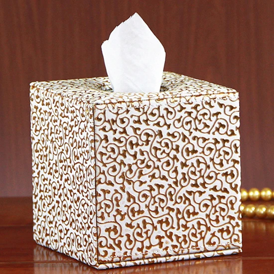 square Emma print handmade in UK Tissue Box Cover wooden cube 