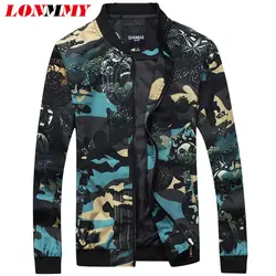 Lonmmy 4XL 5XL камуфляж Куртки Для мужчин верхняя одежда уличная Повседневное Slim Fit Модные Военные Для мужчин S куртки и пальто 2018 Весна