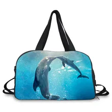 Холщовая Сумка для путешествий с изображением дельфинов, большая сумка для выходных, органайзер для танцев, сумка для спортзала для женщин и мужчин