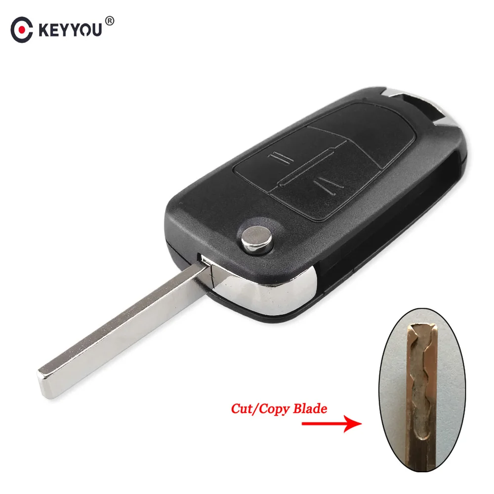 

KEYYOU Cut/Uncut Blade Flip Remote Folding Car Key Fob Case Shell 2 Button Case For Vauxhall Opel Corsa Astra Vectra Signum