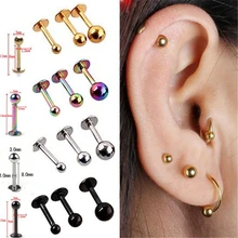 5 pçs de aço inoxidável cirúrgico tragus helix barra bola labret lábio cartilagem superior orelha studs brincos corpo piercing jóias