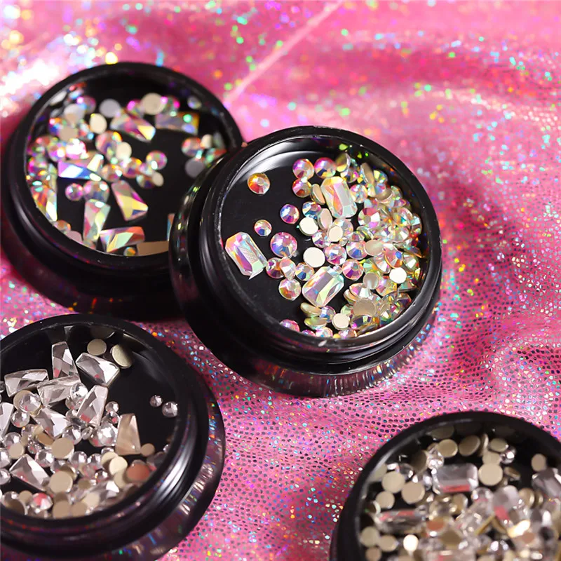NEW 3D Nail Art Diamond Rhinestones Square Drop Heart Decals Wheel For Nail Tips Decorations DIY Nail Accessories