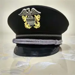 Благородные черные темно-синие шляпы армейская Кепка Американский офицер шляпы для косплея военный орел эмблема шляпы Косплей Хэллоуин