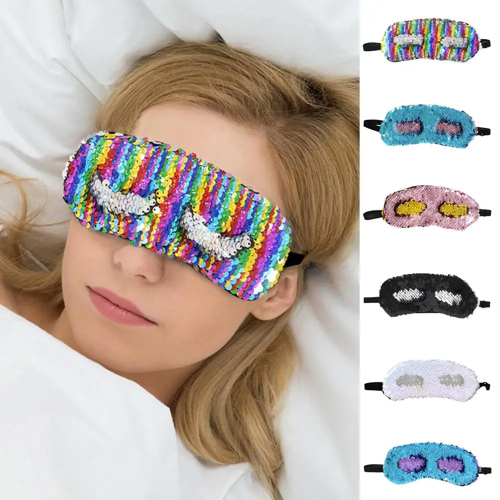 Adjustable Eye Mask Fashion Glittering Sequins Eye Mouth Mask Patch
