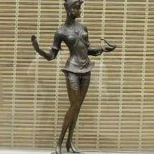 2" Подпись Бронзовый& Мраморный Змея и Красоты статуя