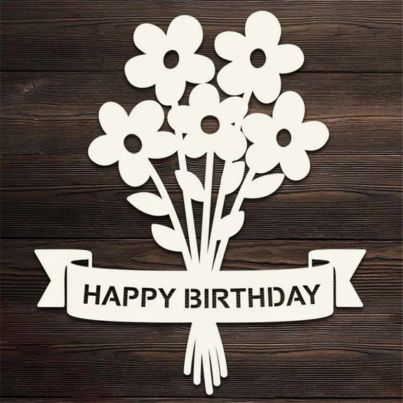 

Happy Birthday Banner Flower Metal Cutting Dies for Scrapbooking New 2019 Craft Die Cut Card Making Embossing Stencil