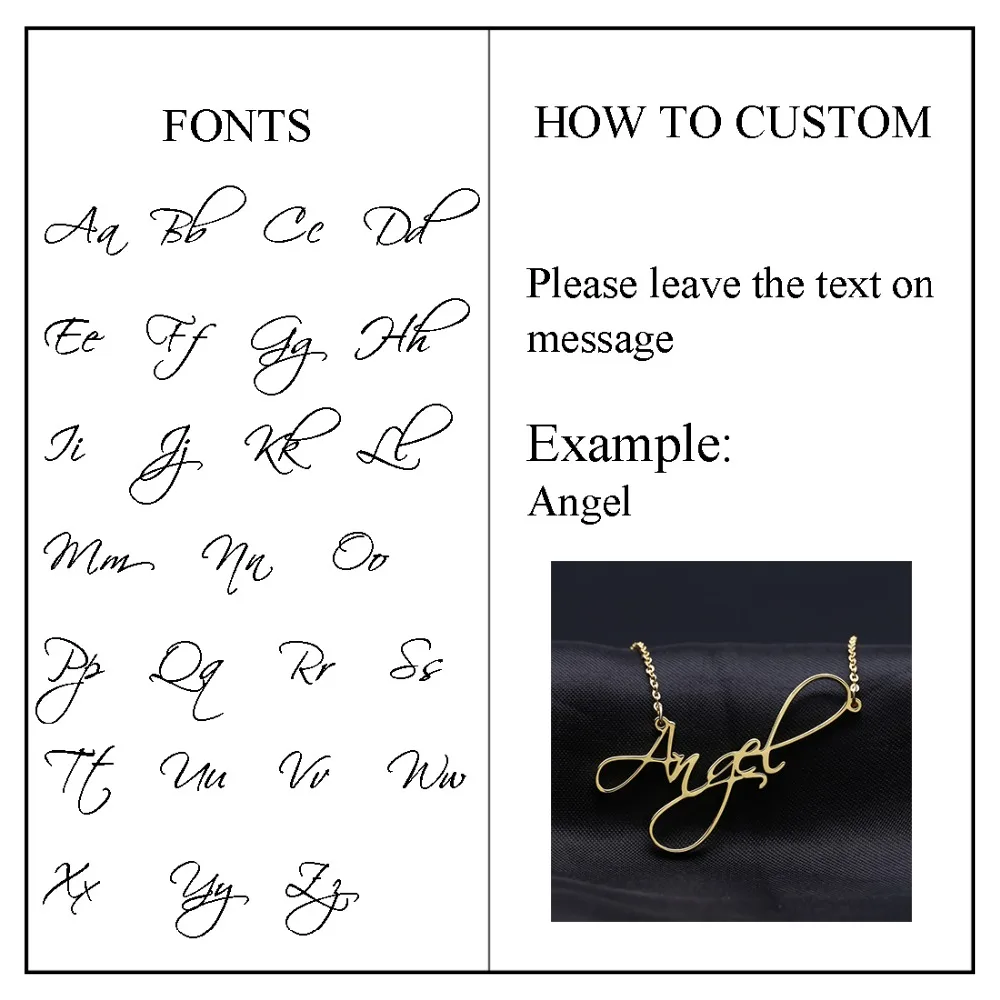 Ожерелье с именами на заказ, именная табличка, ожерелье с буквами и кулонами, кривой почерк, цепочка из нержавеющей стали для женщин