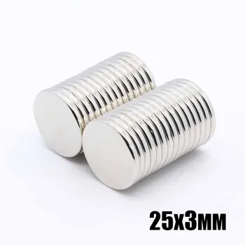 

20pcs 25x3 mm Neodymium magnet 25x3 Rare Earth small Strong Round permanent 25*3 mm fridge Electromagnet NdFeB nickle magnetic