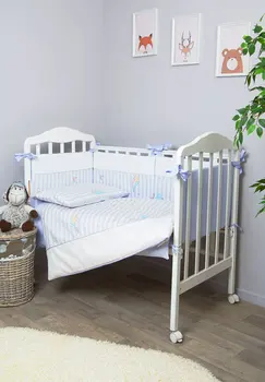

Bed linen in the crib "silver thread" 7 items