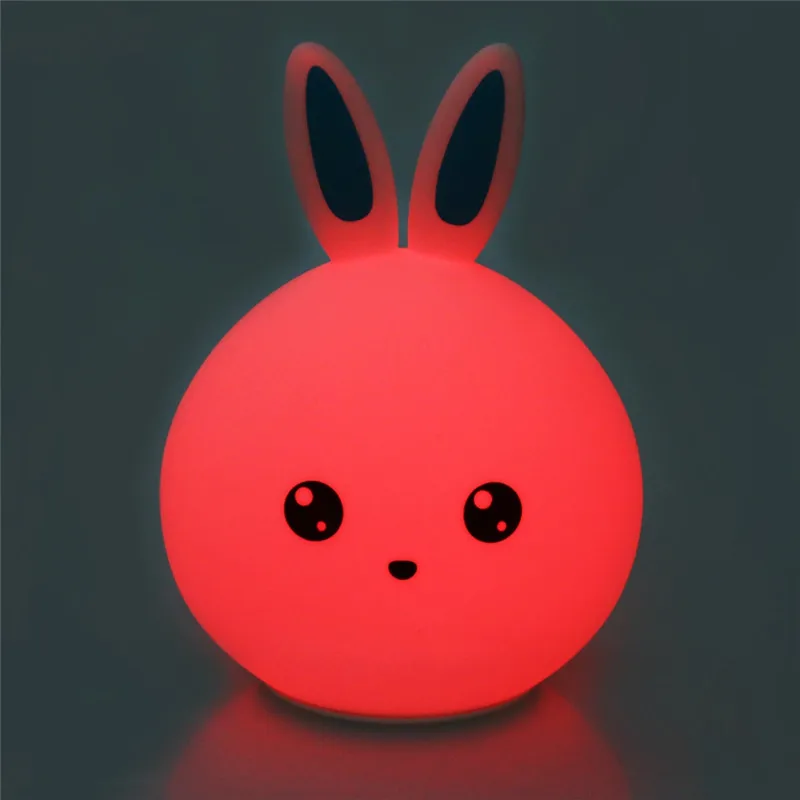  New Cute Rabbit LED Night Light For Children Baby Kids Bedside Lamp Multicolor Silicone Touch Senso - 32815525144