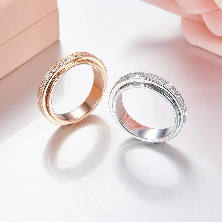 

Round Women Ring Rotate Middle Spinner Rings for Men Jewelry,hot fashion brand S925 sterling silver jewelry zircon spinning ring