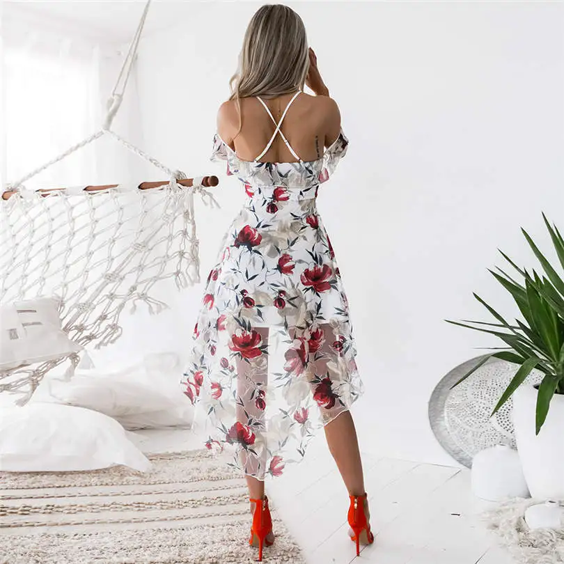  New Fashion Women's Summer Casual Vintage Off Shoulder Boho Flower Lady Beach Summer Sundrss Maxi Dress #4F11  (9)