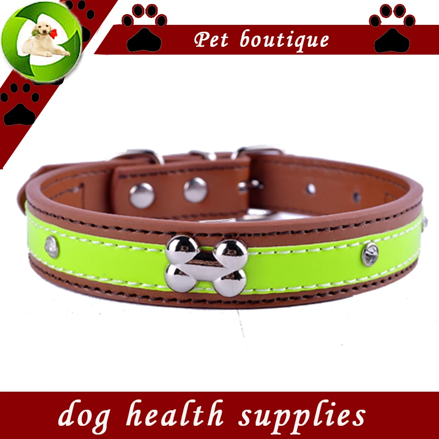 

Personalized Crystal Studded Reflective Dog Collar Pu Leather Collars For Dogs Pet Products For Animals