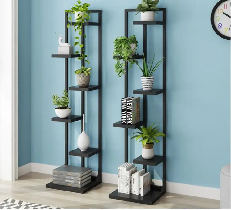 Flower frame wrought iron multi-layer interior decoration floor space fleshy flower pot rack flower shelf living room green bar