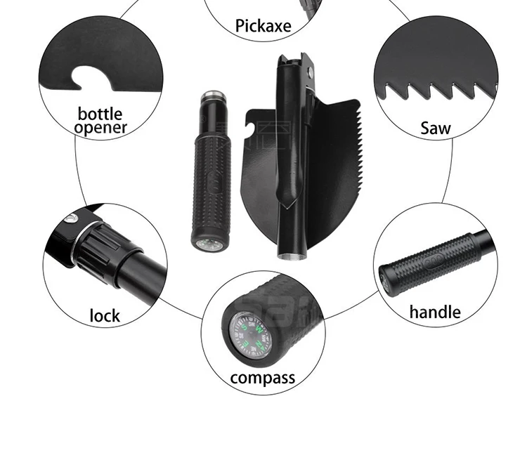 Складная лопата многофункциональный инструмент для выживания на открытом воздухе портативный с сумкой для кемпинга, пеших прогулок, альпинизма, садоводства