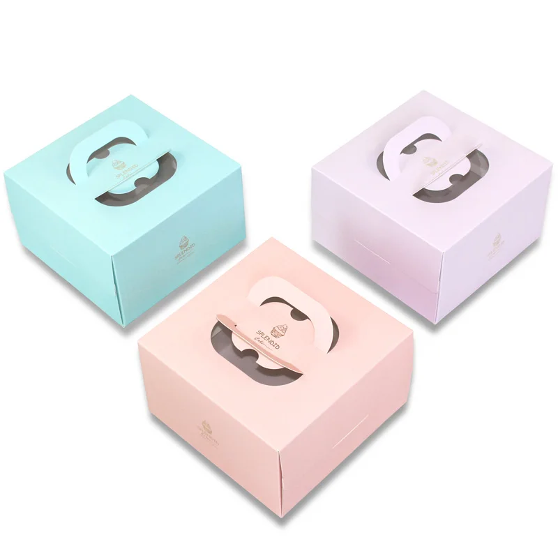 

20 set 8 inch cake box with window handle Kraft paper cheese cake box for kids Birthday wedding home Party soldier gift supplier