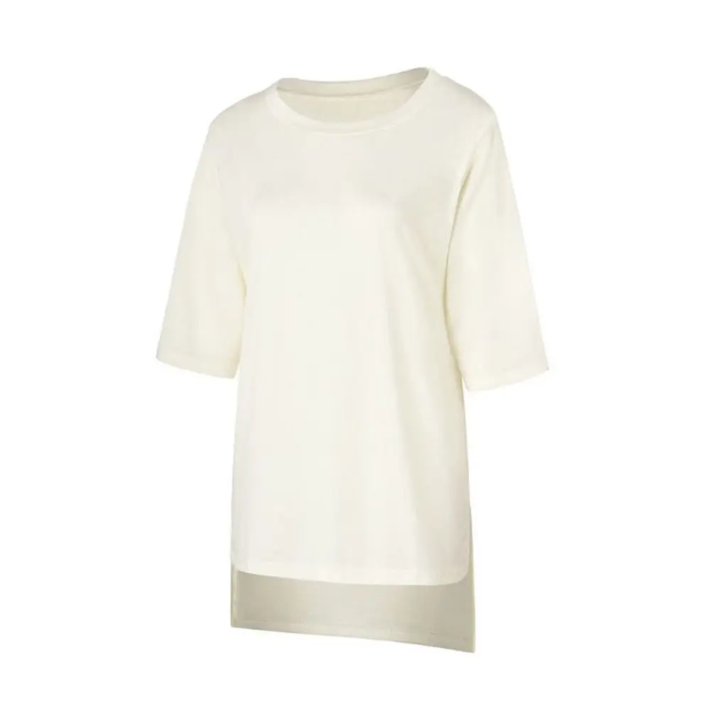 Модная женская футболка Летняя Свободная Повседневная футболка с коротким рукавом топы однотонный Оранжевый Белый