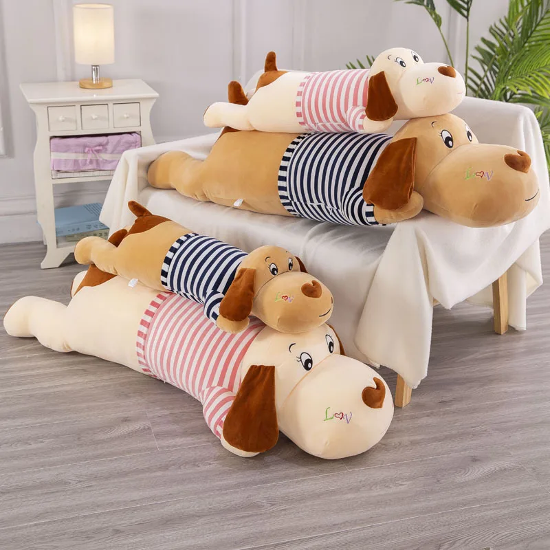 50-130cm New Soft Body Couple Striped Big Dog Doll Stuffed Animal Home Decoration Sofa Pillow Children Girl Holiday Gift Toys