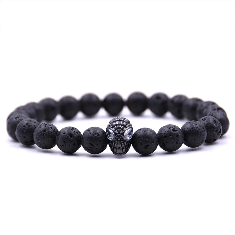 

KANGKANG 2019 Trendy 8mm 5 color stone bead Bracelet Pave CZ black Spiderman Bracelets Creative DIY Jewelry accessories