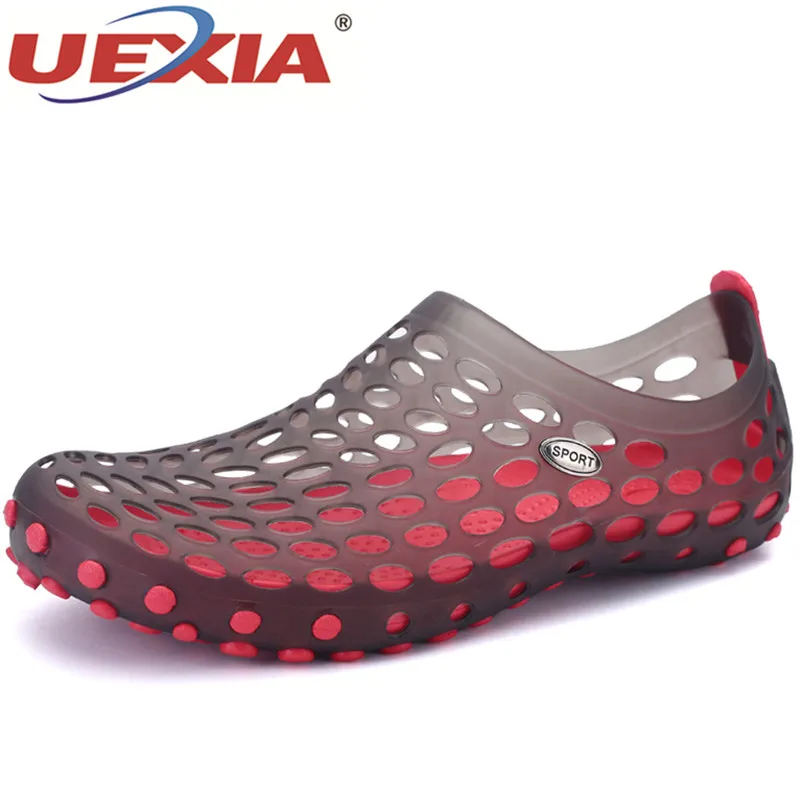 

UEXIA Men Sandals Summer Beach Men Shoes Hollow Slippers Breathable Flip Flops Non slip Clogs Outside Sandalias Unisex Lovers