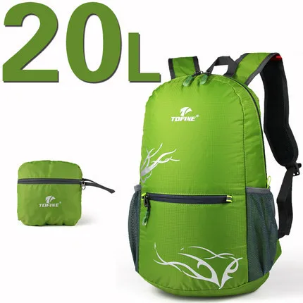Водонепроницаемый ультра-легкий нейлон складной походный рюкзак Альпинизм дорожная сумка рюкзак на молнии - Цвет: green 20L