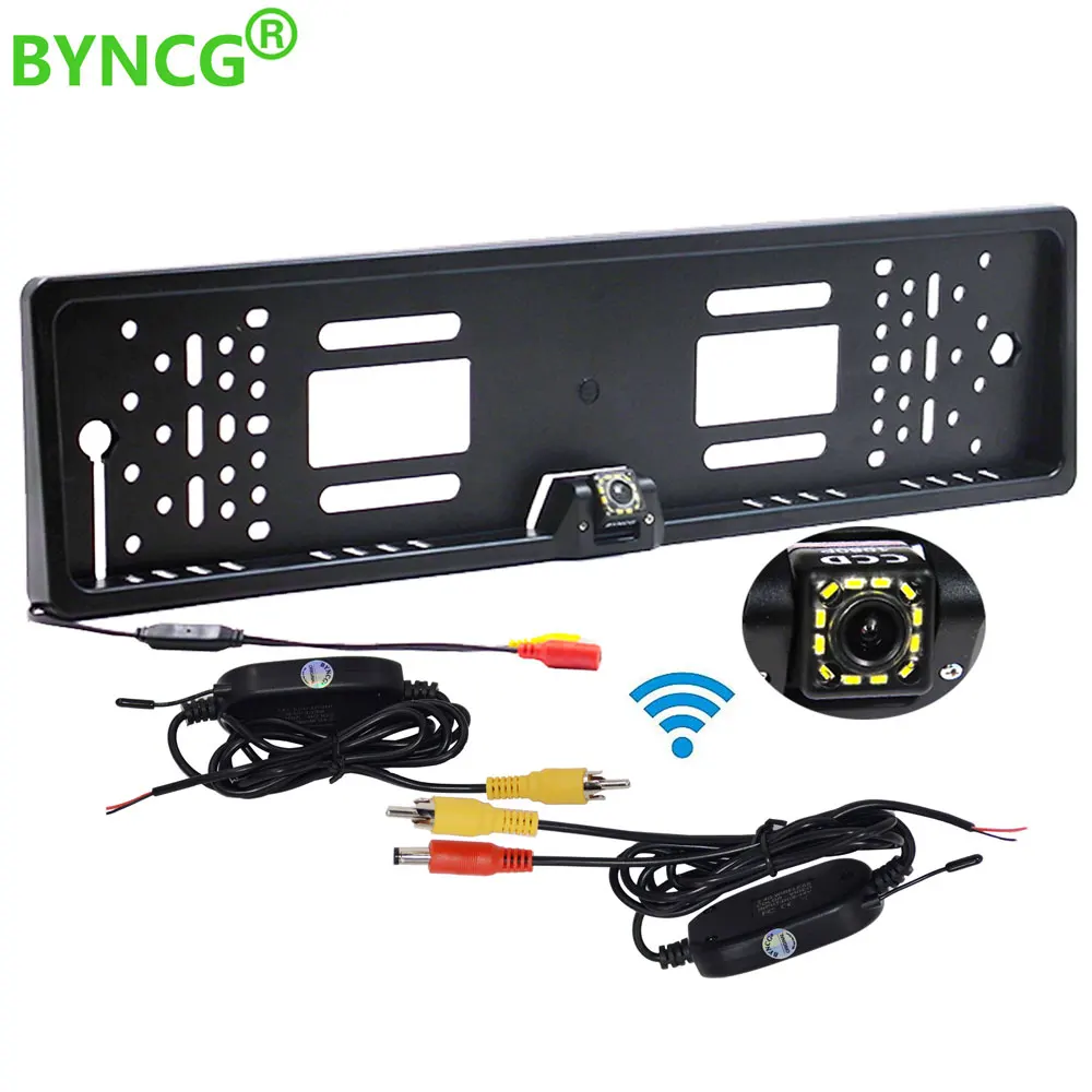 Koop Draadloze Nachtzicht IR Achteruitrijcamera EU Nummerplaat Frame Auto Reverse Camera waterdichte Back Up Camera voor monitor gps