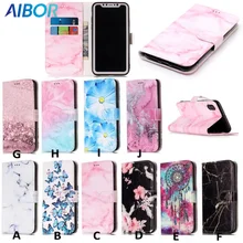 ФОТО pu leather flower butterfly granite scrub marble stone flip wallet stand case for sansung galaxy s5 s6 s7 edge s8 s9 plus note 8