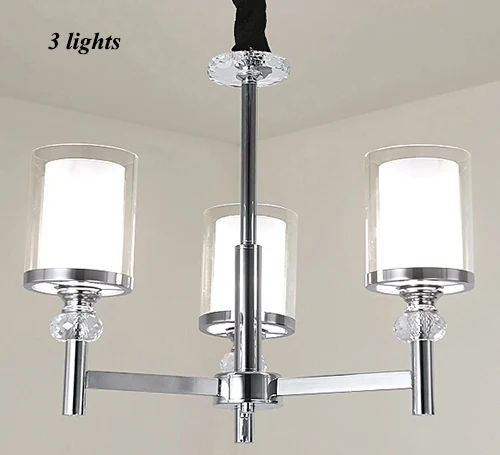 3 lights Современная хромированная светодио дный металлическая светодиодная подвесная люстра со стеклянной столовой светодио дный светодиодные люстры освещение светодио дный спальня светодиодные подвесные светильники - Цвет абажура: 3 lights
