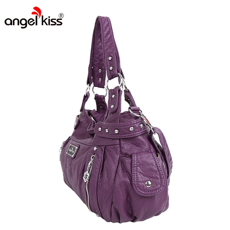 Angelkiss бренд Для женщин сумки на плечо Hobos Сумки для Для женщин PU промывают Сумки высокое качество Курьерские сумки