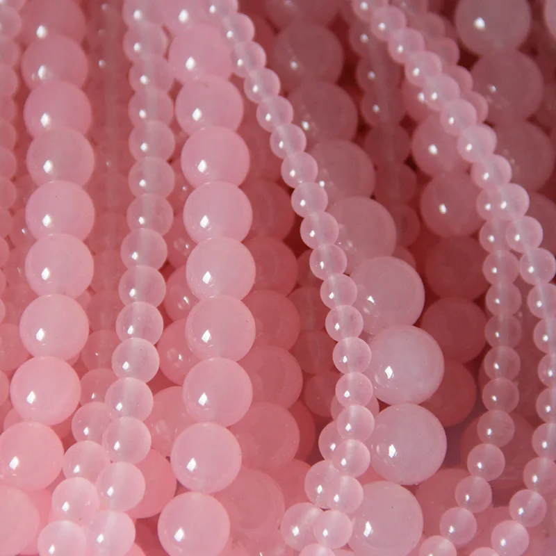 

6mm clear smooth pink Gem natural stone jewelry findings loose beads round shape choker necklace earrings bracelet glass crystal