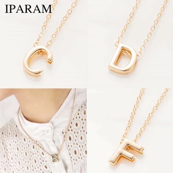 

IPARAM 2019 new hot sale fashion Women's Metal Alloy DIY Letter Name Initial Link Chain Charm Pendant Necklace N125