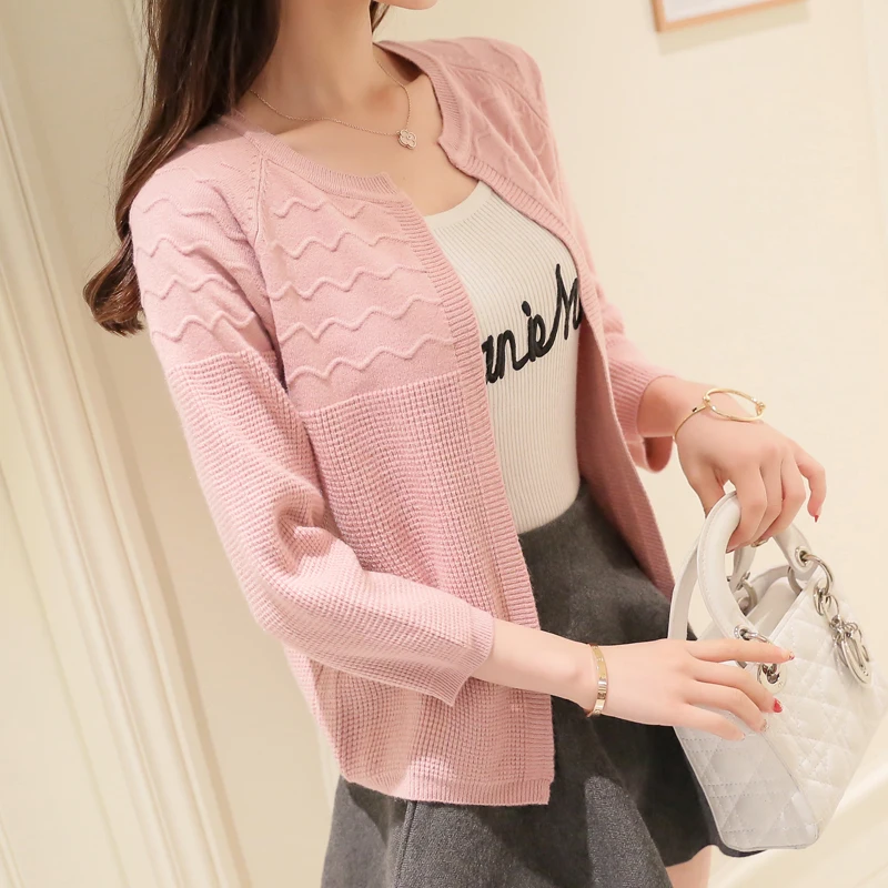 Thin jacket female short paragraph wild solid colo...