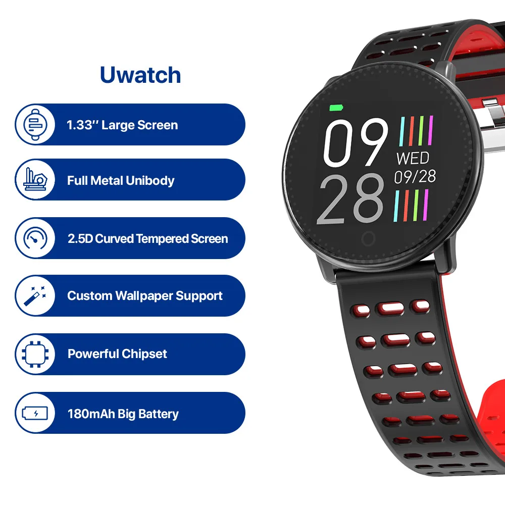 UMIDIGI Uwatch ساعة ذكية ل Andriod ، IOS OS 64KB 512KB النسخة العالمية Passometer اللياقة البدنية/النوم المقتفي 25 أيام زمن الانتظار