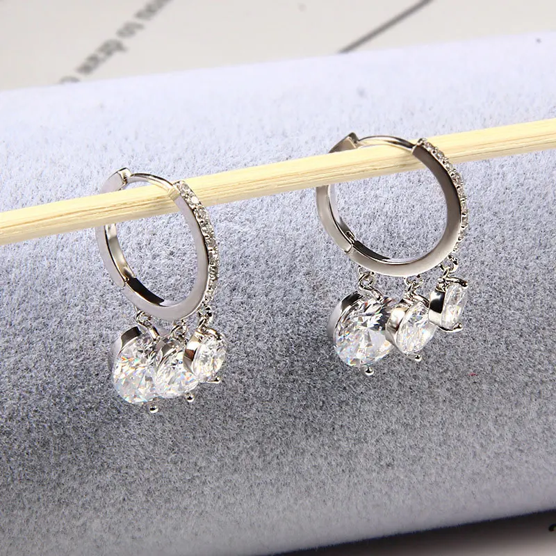 LADYCHIC Роскошные цвет ful кольцо с цирконами Серьги для женщин Jewelry Личность Золото и серебро цвет кристалл LE1383 - Окраска металла: Platinum
