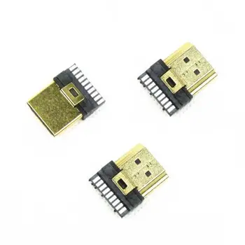 

50 Pcs HDMI Male Gold Plate 19Pin Plug Soldering Wire Type Connectors