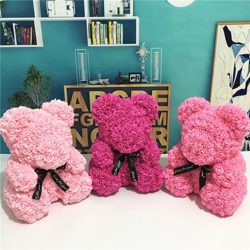 

Lovely Toy Rose Bear Multicolor Plastic Foam Kawaii Rose Teddy Bear Valentine Day Gift Birthday Party Decoration Toys for Girls
