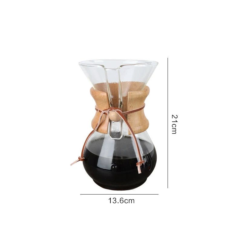 1000ml Кофе эспрессо кувшин боросиликатного Жаростойкие высокотемпературные очки капельный фильтр ручной горшок с анти-горячей деревянной ручкой - Цвет: 1000ml