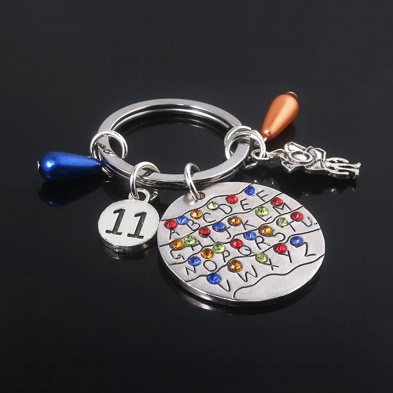 Stranger Things Keychain Alphabet Light Wall Monster Charms Lamps Letter RUN Eleven Keyring Pendant Jewelry Gift