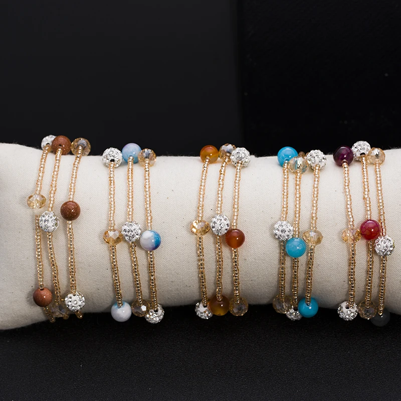 Модный качественный браслет из ярких бусин, очаровательные Многослойные браслеты дружбы, регулируемые браслеты для женщин, ювелирные изделия, подарок Meajoe