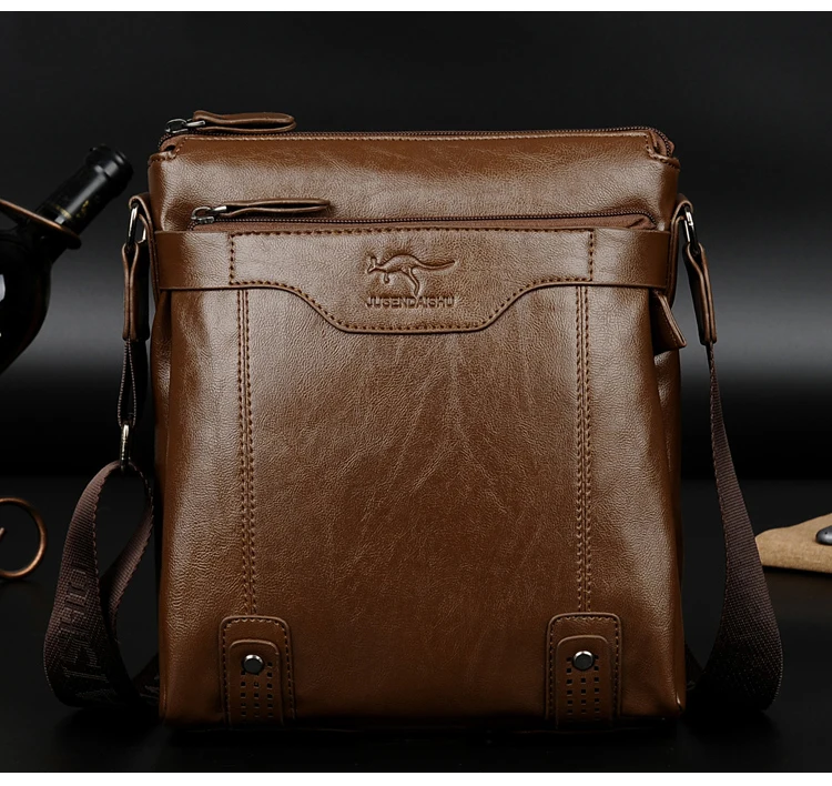 Роскошная брендовая винтажная сумка-мессенджер, мужские кожаные сумки на плечо, деловая Офисная Рабочая сумка, Повседневная Коричневая Сумка через плечо для мужчин, сумка