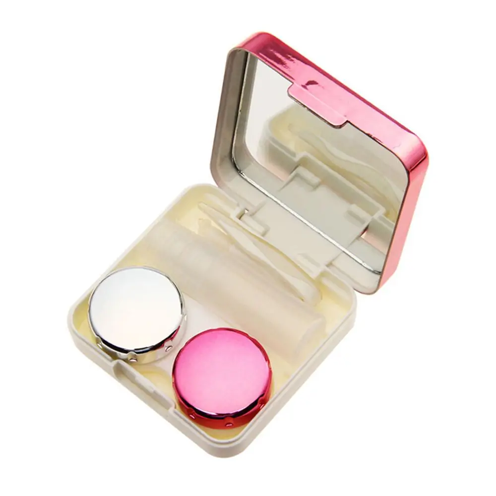Colored Contact Lens Case With Mirror Women Colored Contact Lenses Box Eyes Lens Container Box Lovely Travel Kit