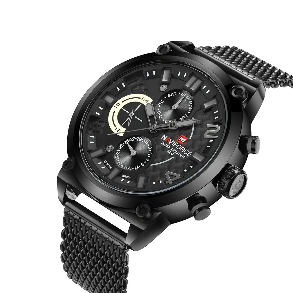 

NAVIFORCE Men's Stainless Steel Quartz Watch Men Calendar Clock Sports Military WristWatch Relogio Masculino