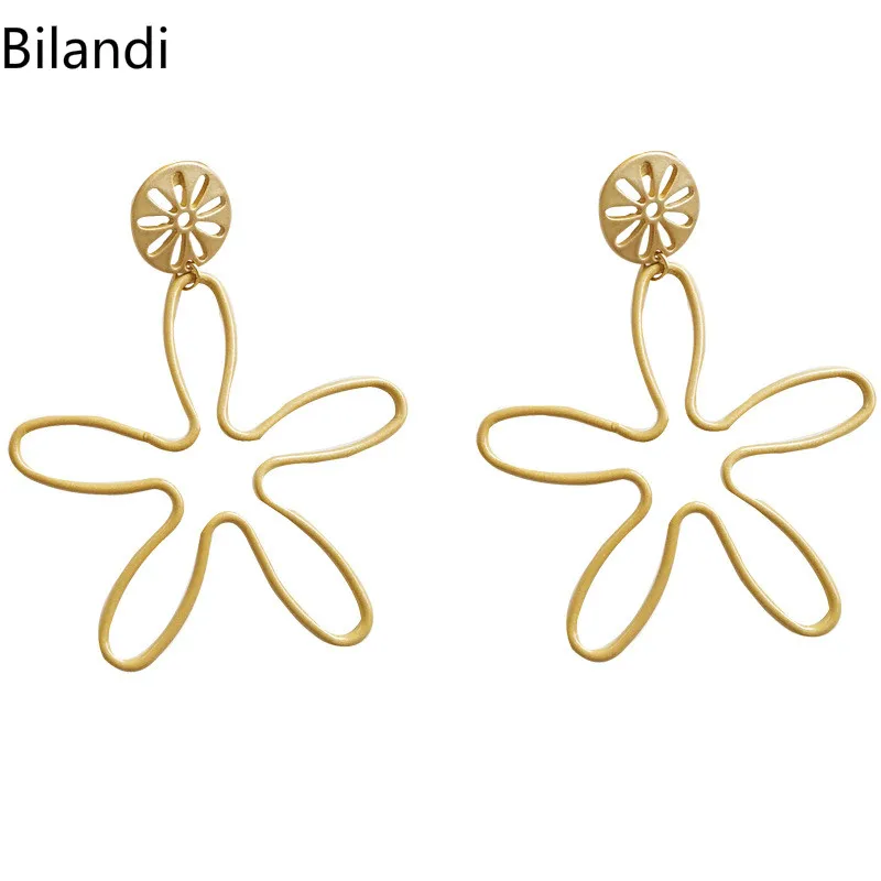 

Fashion Metal Simple Flower Shape Ear Nails Japanese And Korean Individual Beauty Drop Earrings For Lady