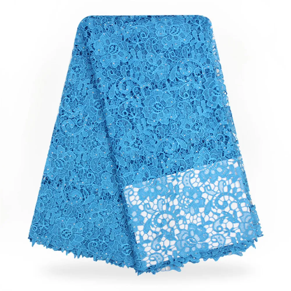 

High quality african cord lace fabric, chemical lace water soluble guipure lace fabric blue african lace fabric fashion HJ443-2