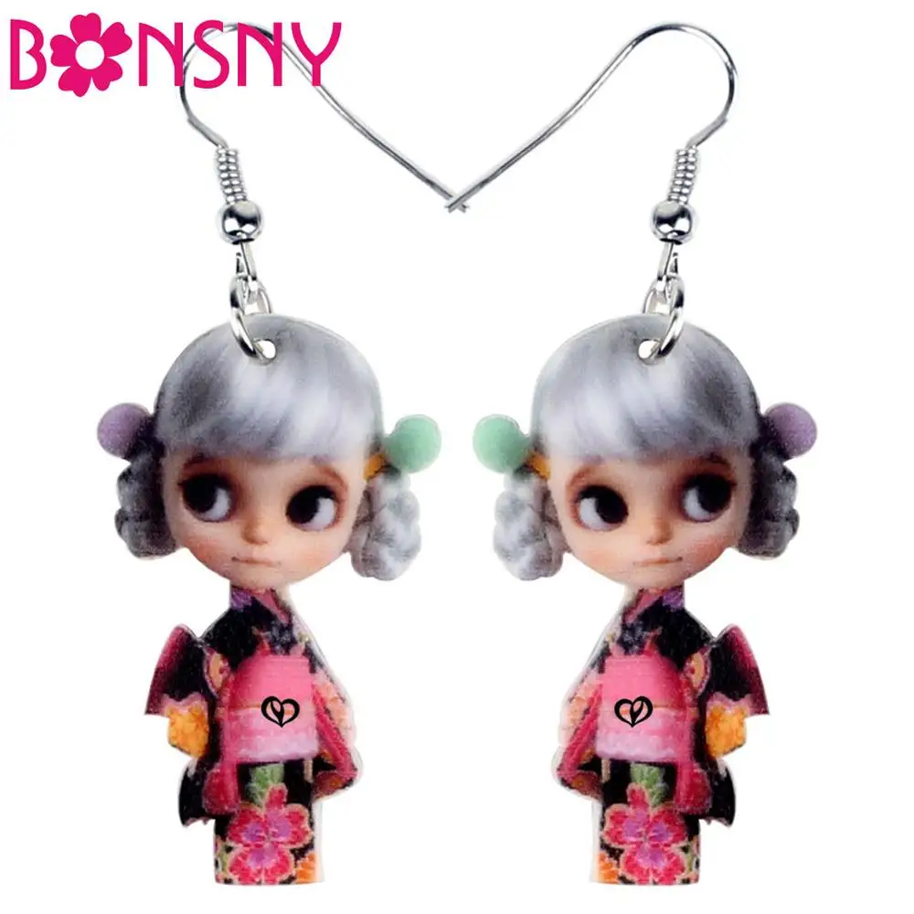 

Bonsny Acrylic Cute Japanese Style Kawaii Girl Earrings Dangle Drop Fashion Jewelry For Women Ladies Earrings Party Charms Gift