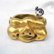 Антикварный, антиквариат китайская латунная пепельница