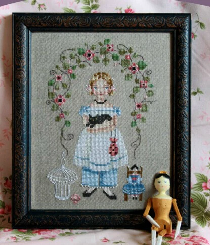 CS-362 cross stitch set little girl and cat kitten kitty.jpg